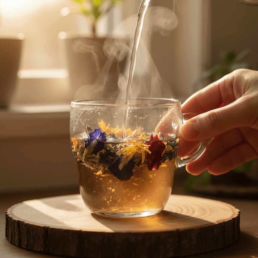 Flower tea supporting hydration and daily rhythm